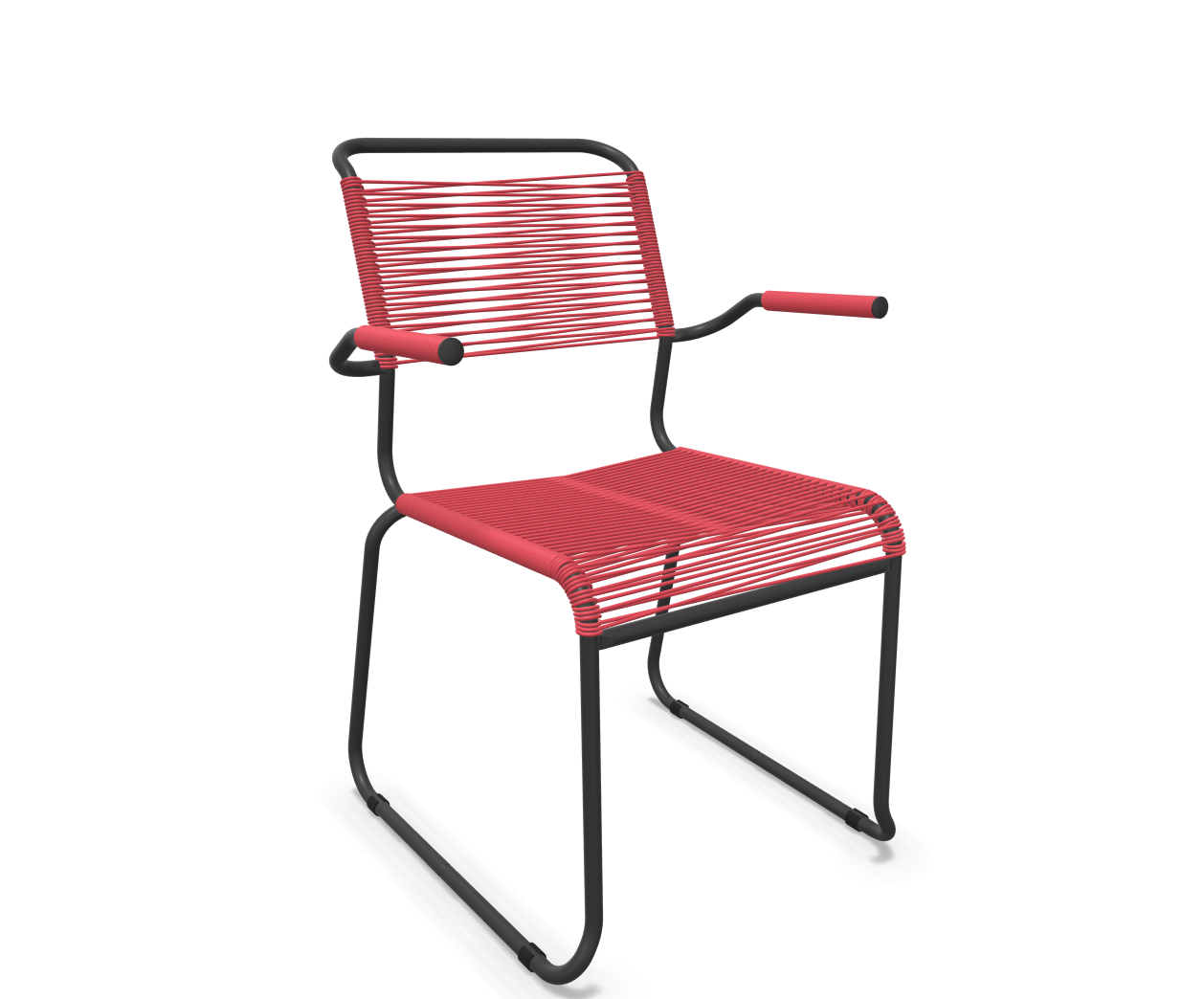 Kufen-Spaghetti-Stuhl Säntis mit Lehne von Schaffner / Farbe: Ahornrot / Grösse: 60 x 61 cm