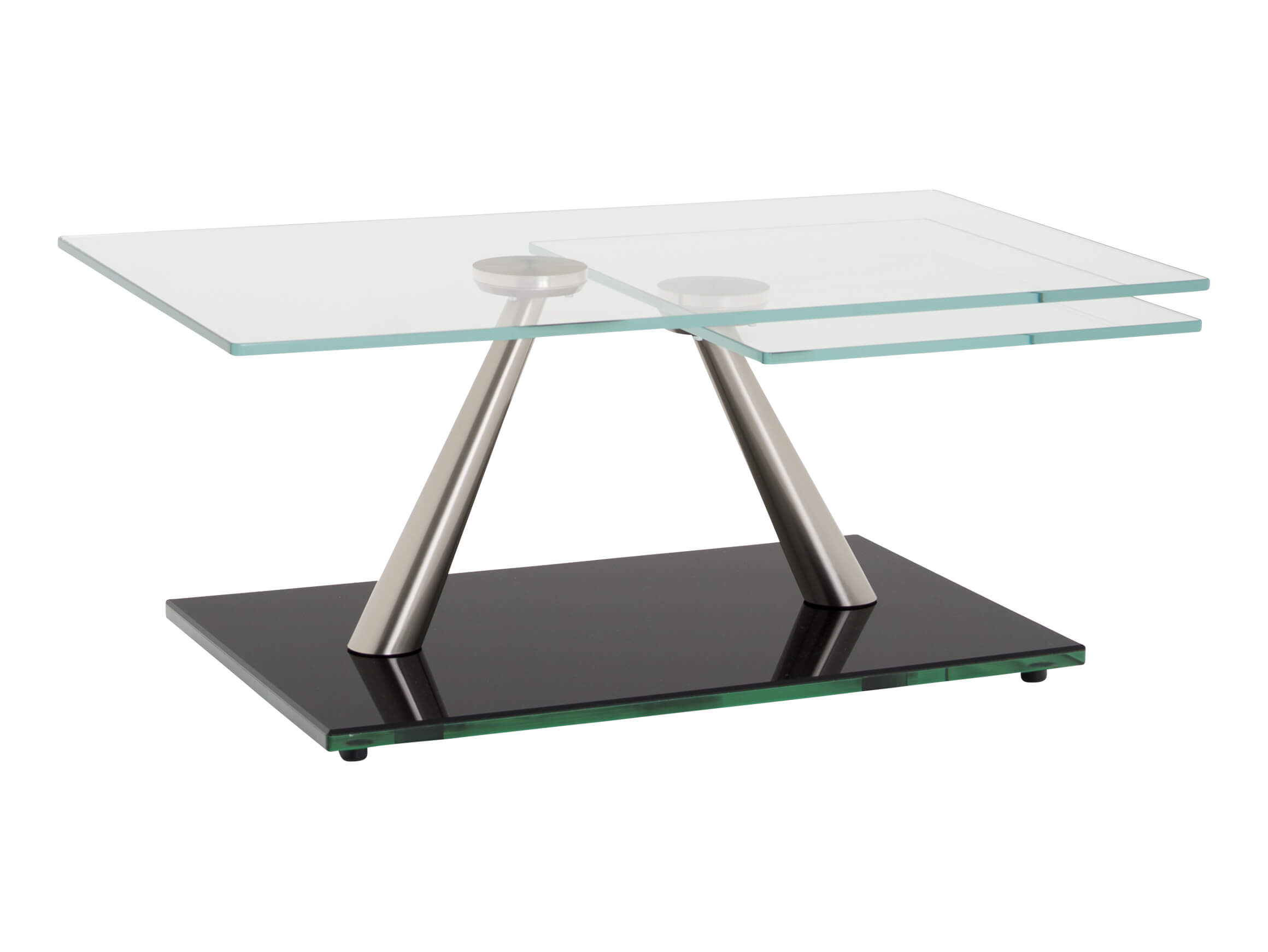 Salontisch Assel, Ausziehbar, 2 Glasplatten, b 96 cm h 41 cm t 142 cm