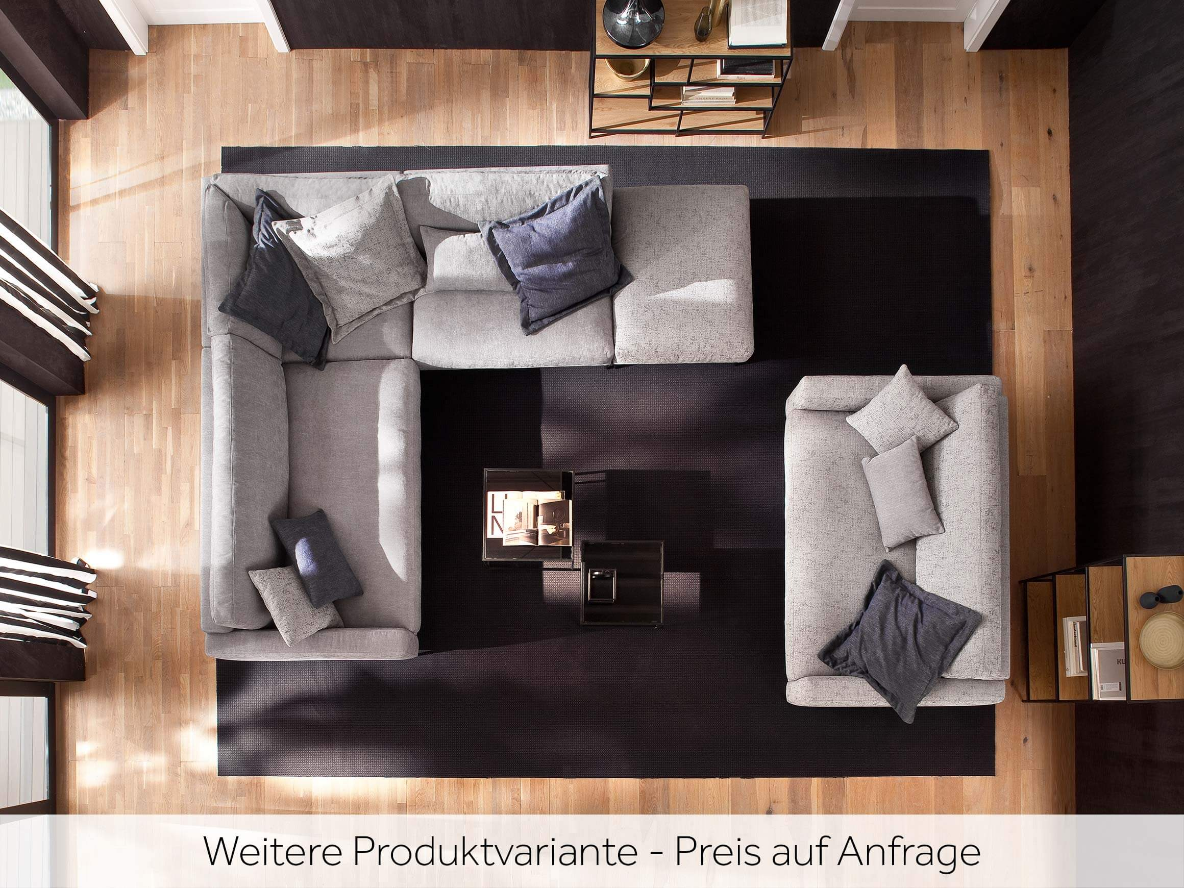 Ecksofa Umberto Basic Candy / Farbe: Asphalt / Material: Leder Basic