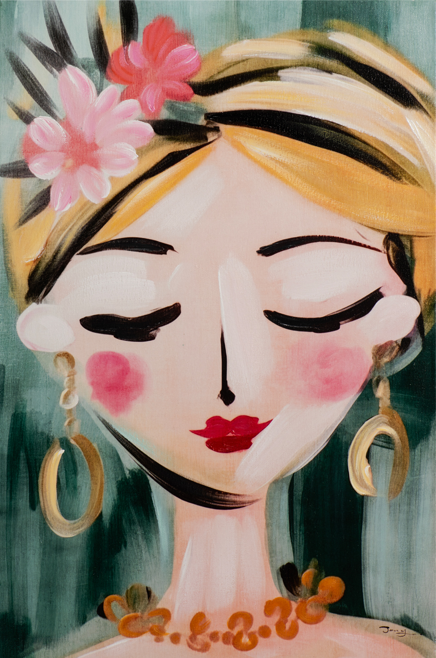 Gemälde-Naive Painting Flower Girl-image LAND