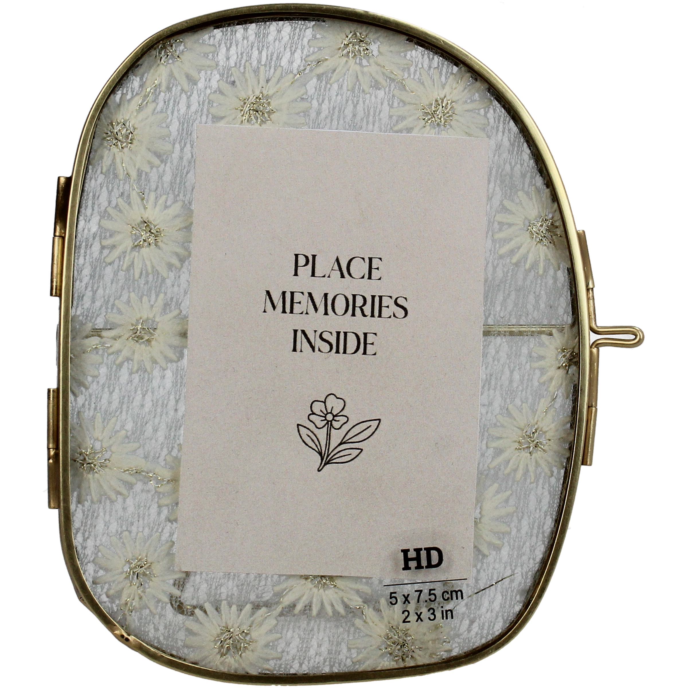Cadre photo-Métal avec décor floral B : 5 cm-