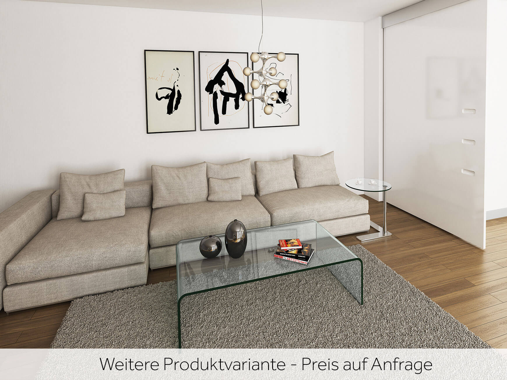 Beistelltisch Felias, Glas Tiefschwarz, Chrom,