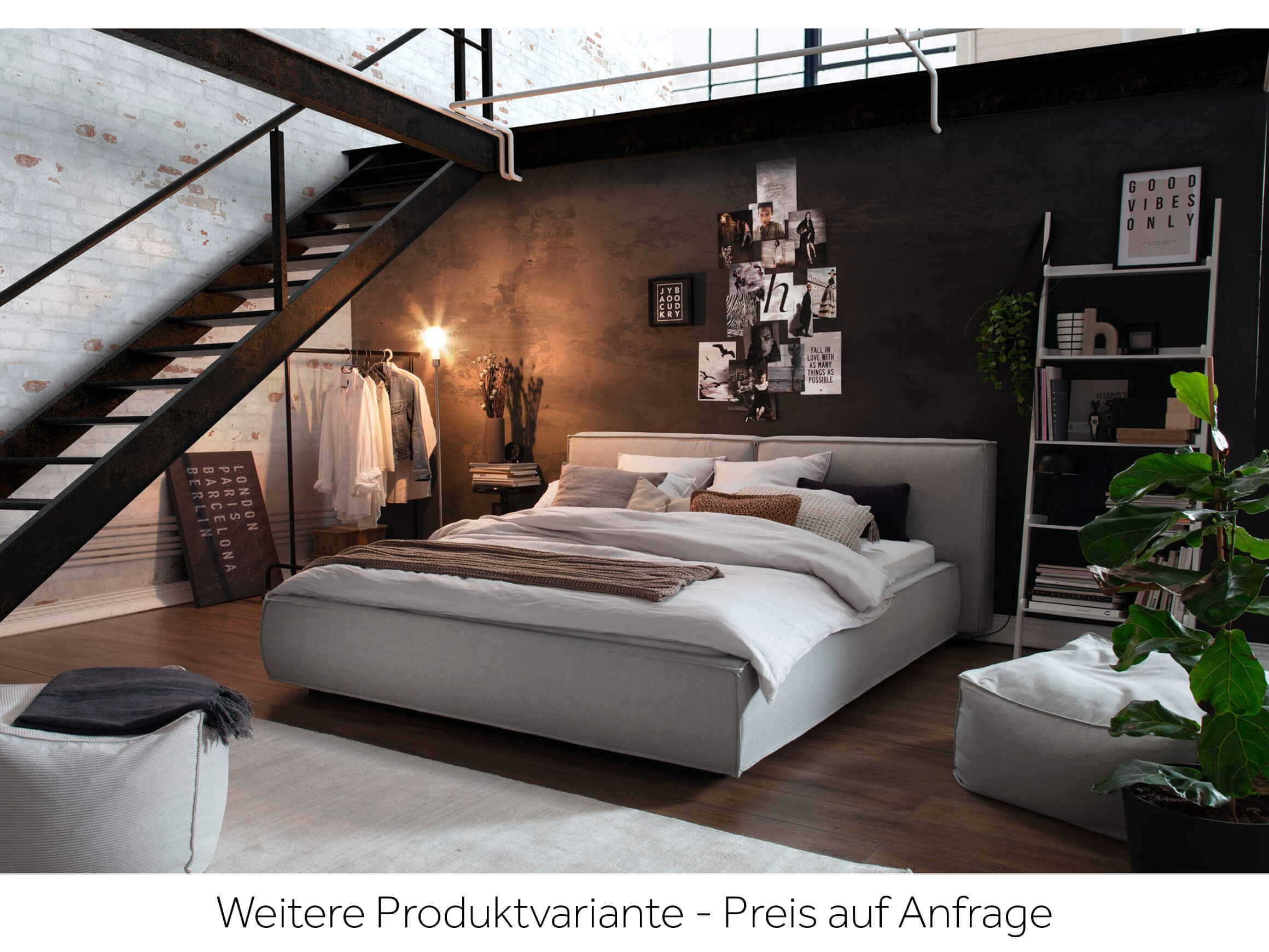 Bett Calina Candy / Farbe: Weiss / Bezugsmaterial: Stoff