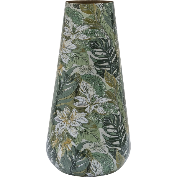 Gasper Vase Instyle, Blattdekor Metall Grün  | Schubiger Möbel