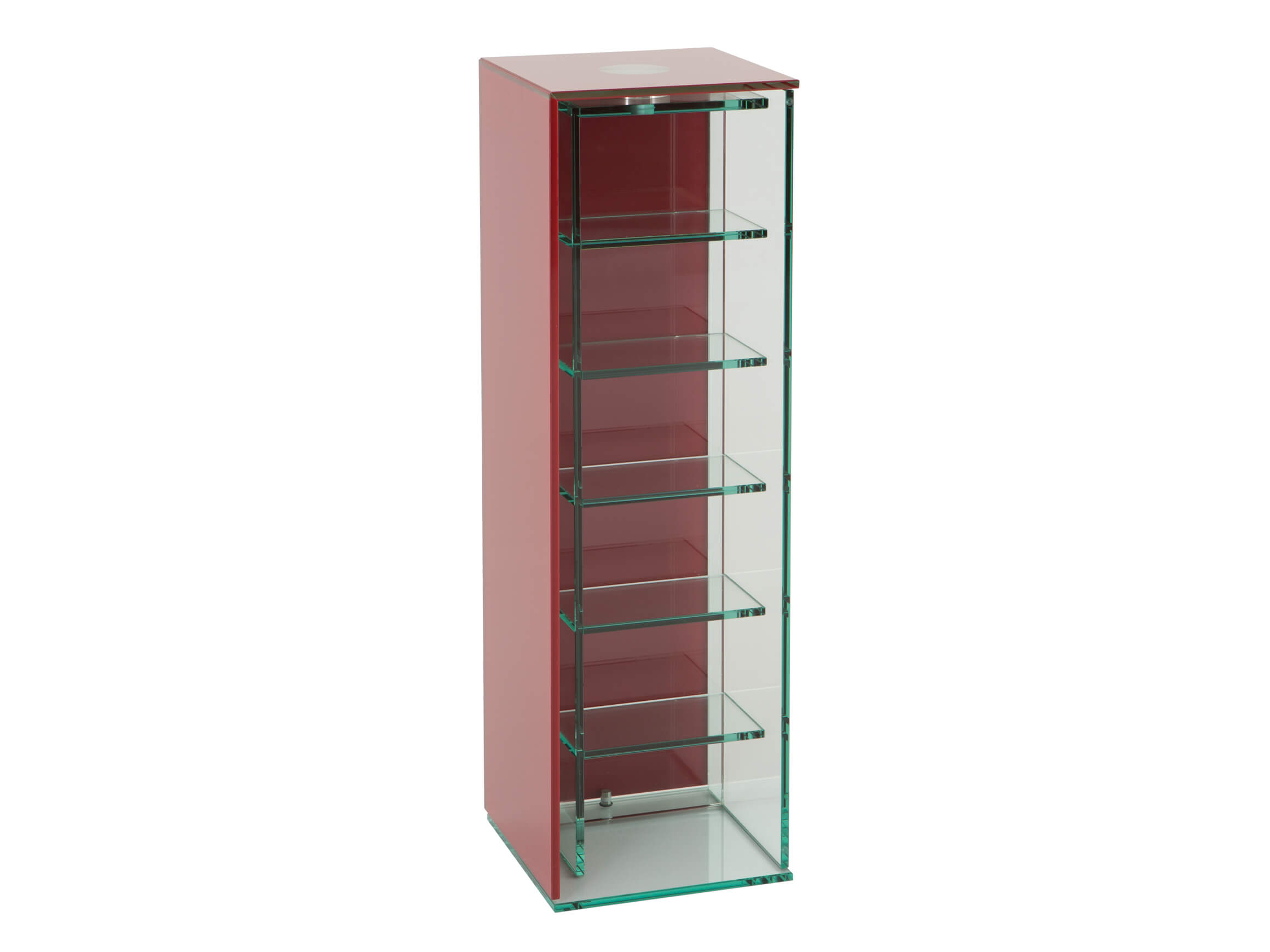 Cd-Rack Cain, Floatglas Rubinrot, Für 100 Cds, b 28 cm