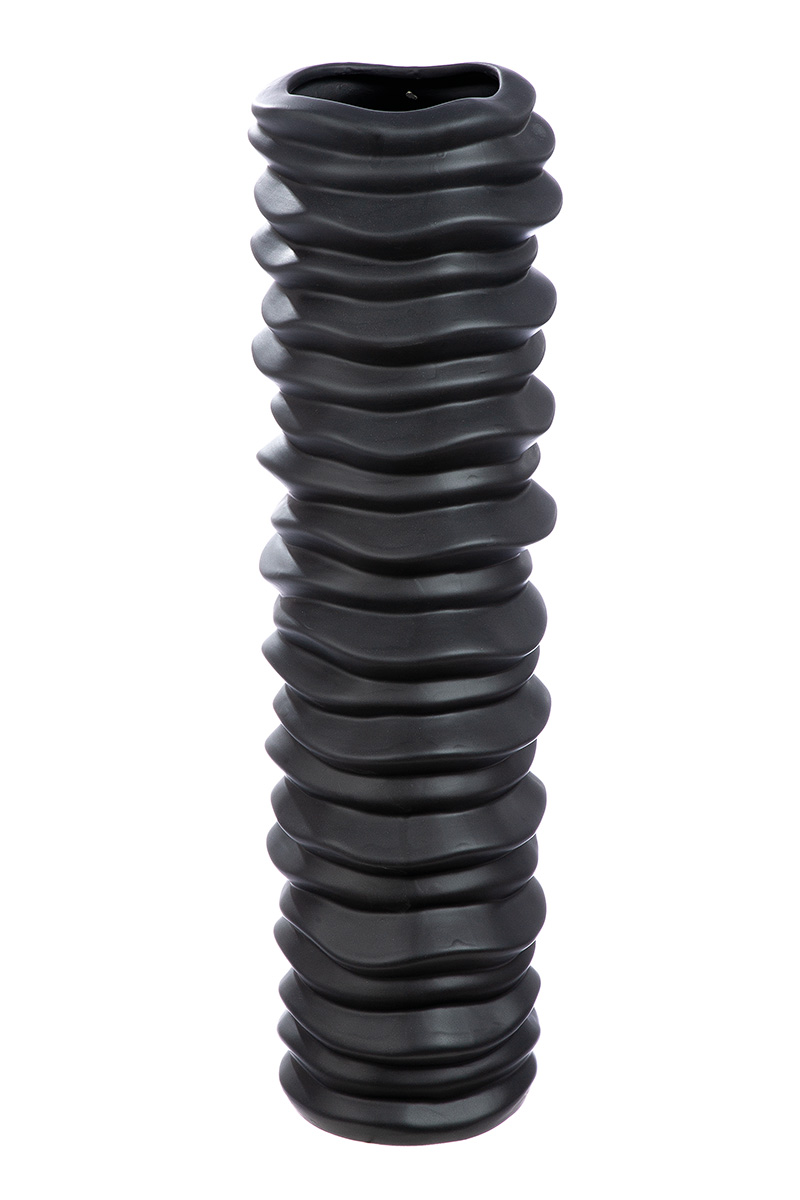 Gilde Vase Rillo Keramik Schwarz H: 78 cm Schwarz | Schubiger Möbel