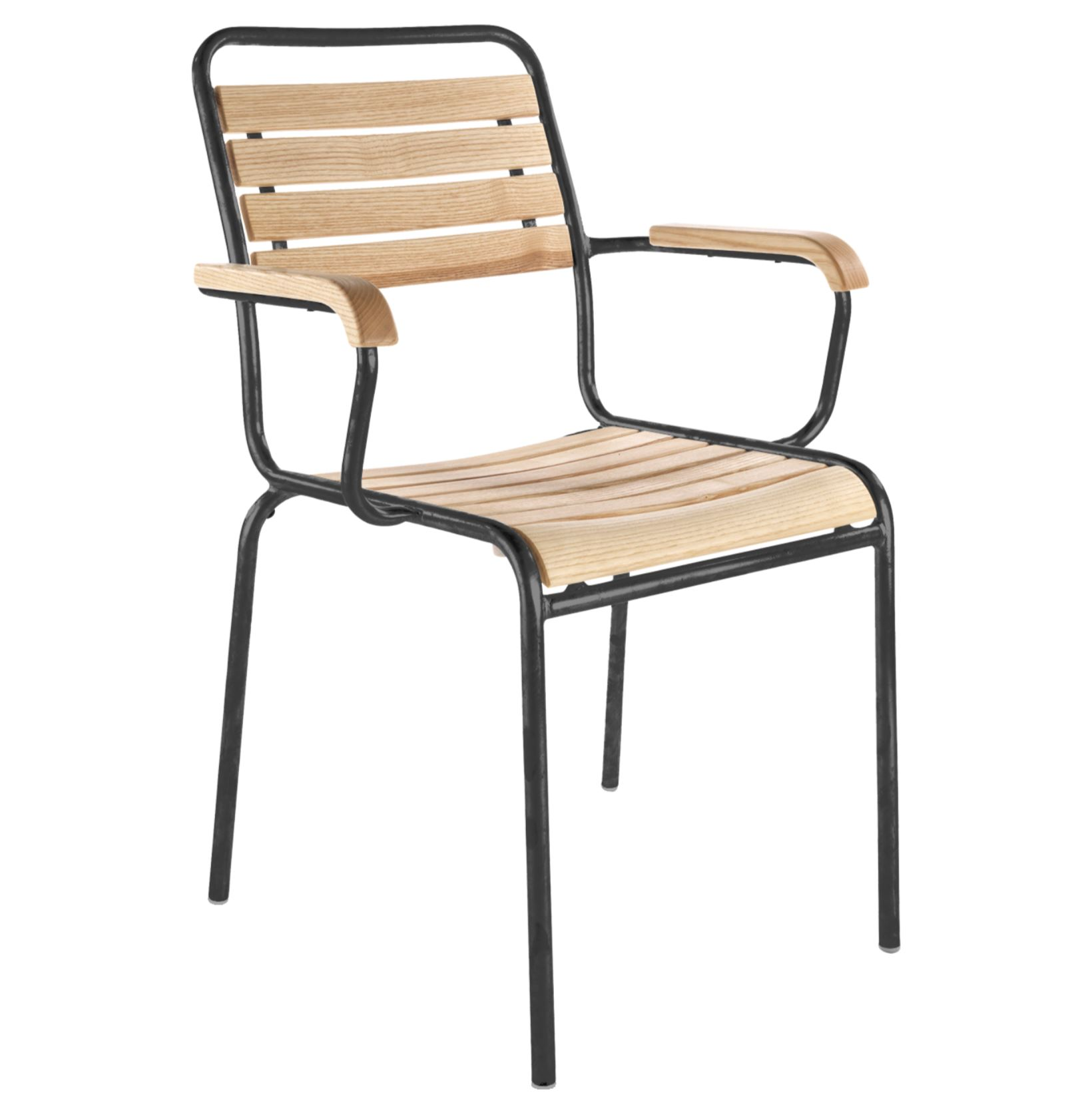 Holzlatten-Stuhl Rigi mit Armlehnen von Schaffner / Farbe: Natur / Grösse: 59 x 61 cm