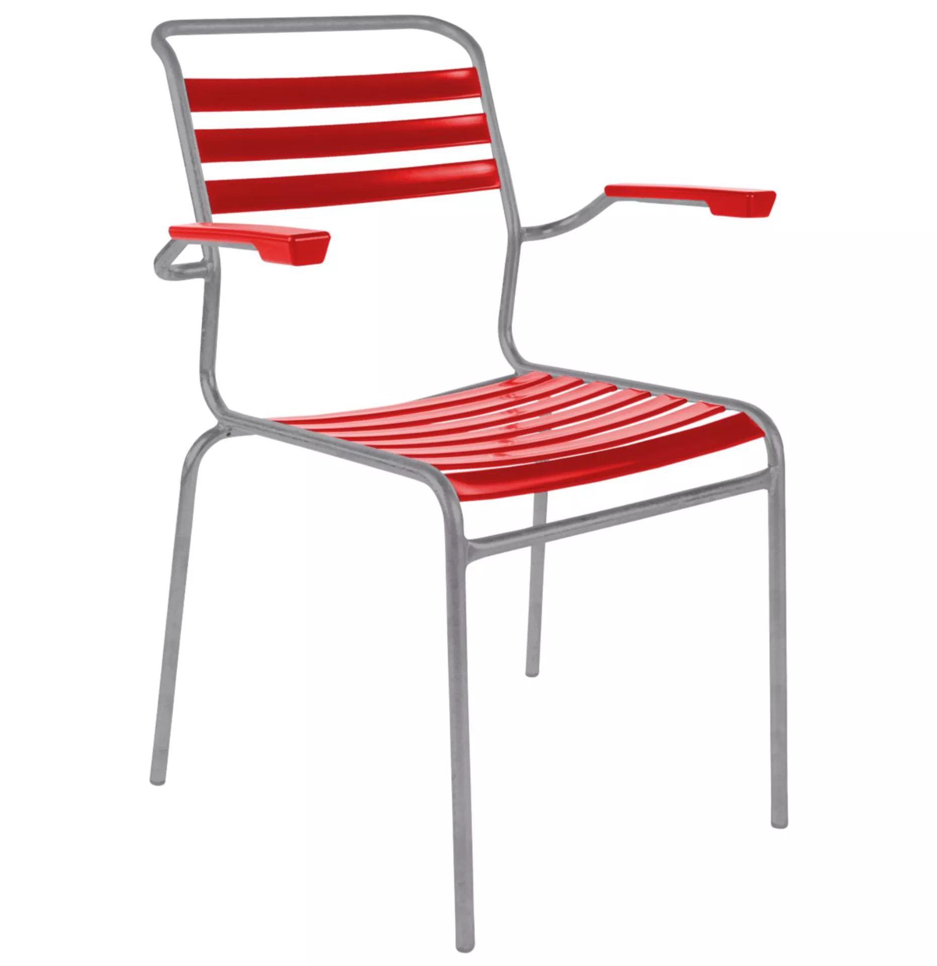 Lättli-Stuhl Säntis mit Armlehnen Schaffner / Farbe: Rot