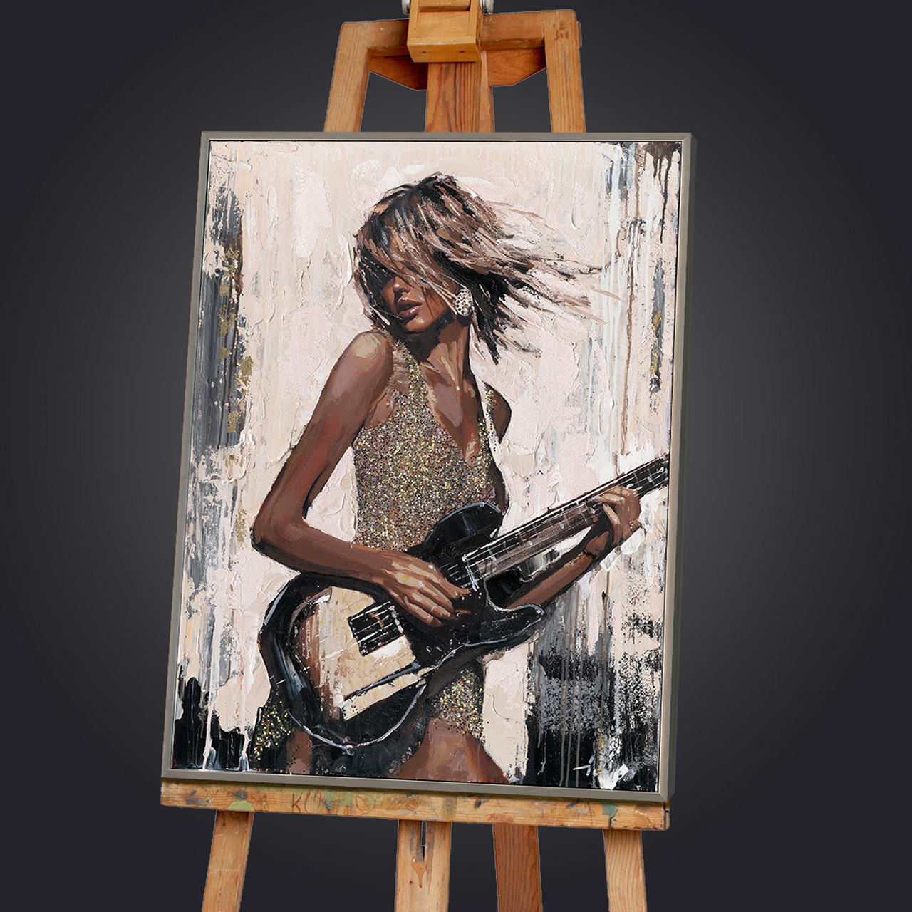 Gemälde-Black Guitar Girl-image LAND
