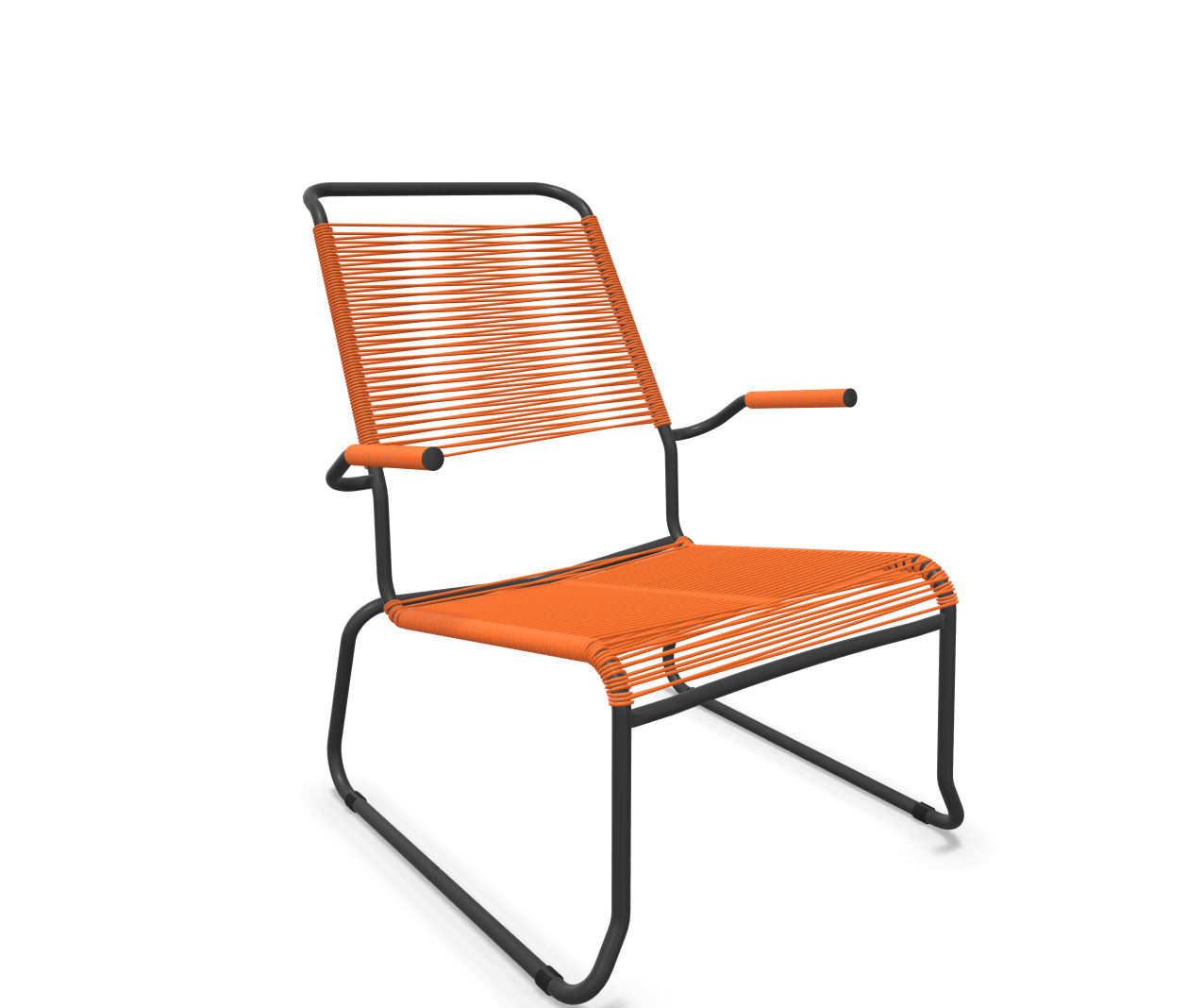 Schaffner Kufen-Spaghetti-Lounger Säntis mit Lehne / Hochlehner Orange | Schubiger Möbel