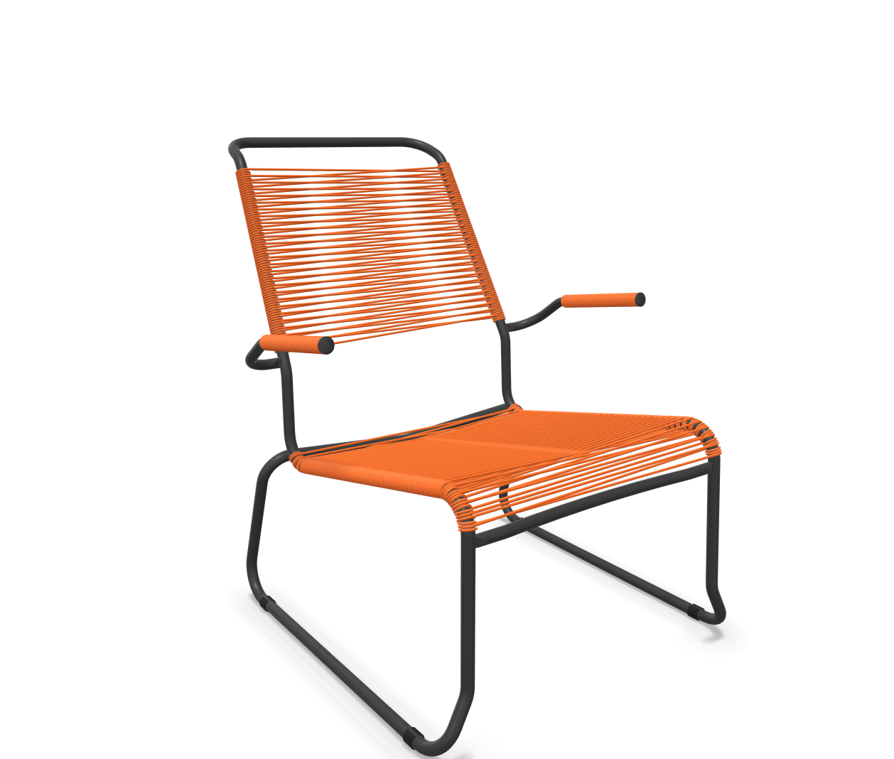 Kufen-Spaghetti-Lounger Säntis mit Lehne / Hochlehner von Schaffner / Farbe: Orange / Grösse: 68 x 85 cm