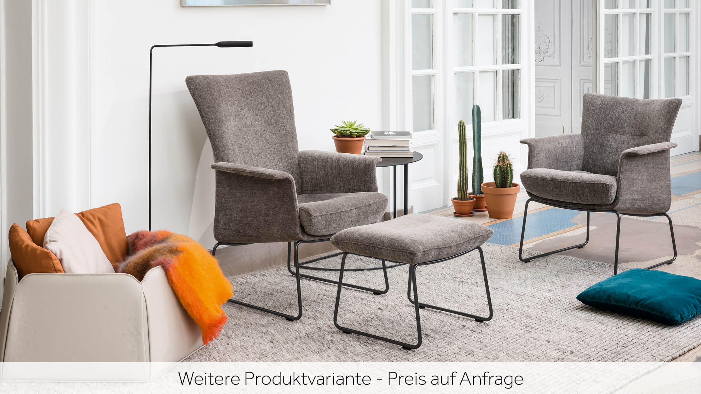 Sessel Aida, Stoff Galetti, Epoxy Schwarz, b 67 cm t 76 cm h 79 cm