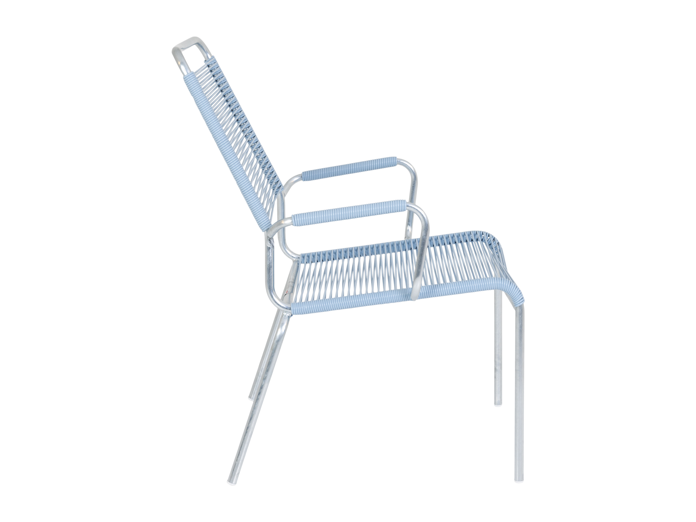 Spaghettisalon-Sessel Rigi mit Armlehnen von Schaffner / Farbe: Pastellblau / Grösse: x cm