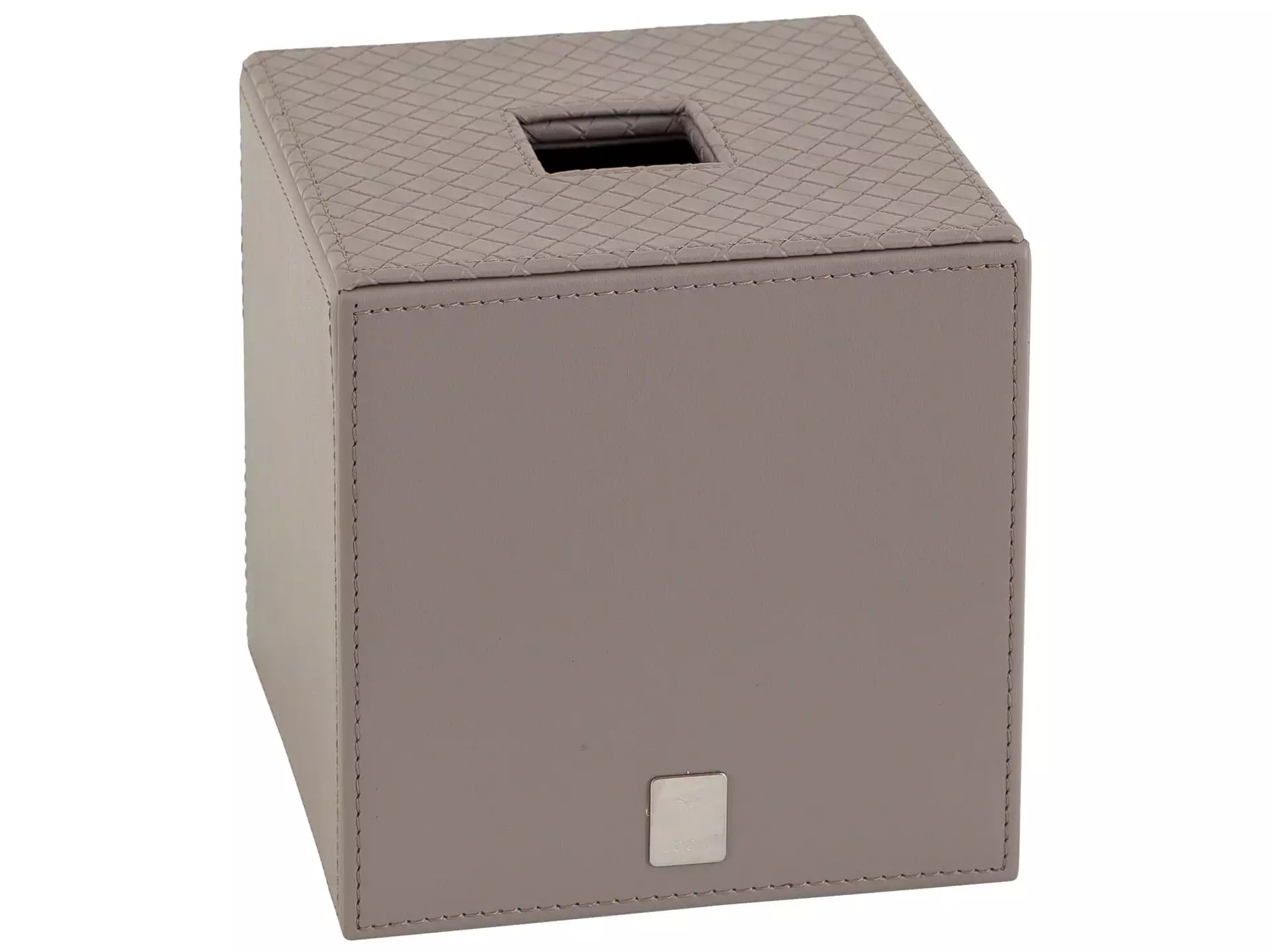 Papiertuch-Box, Grau, Oberseite Geprägtes Flechtmuster, Höhe 13,3 cm