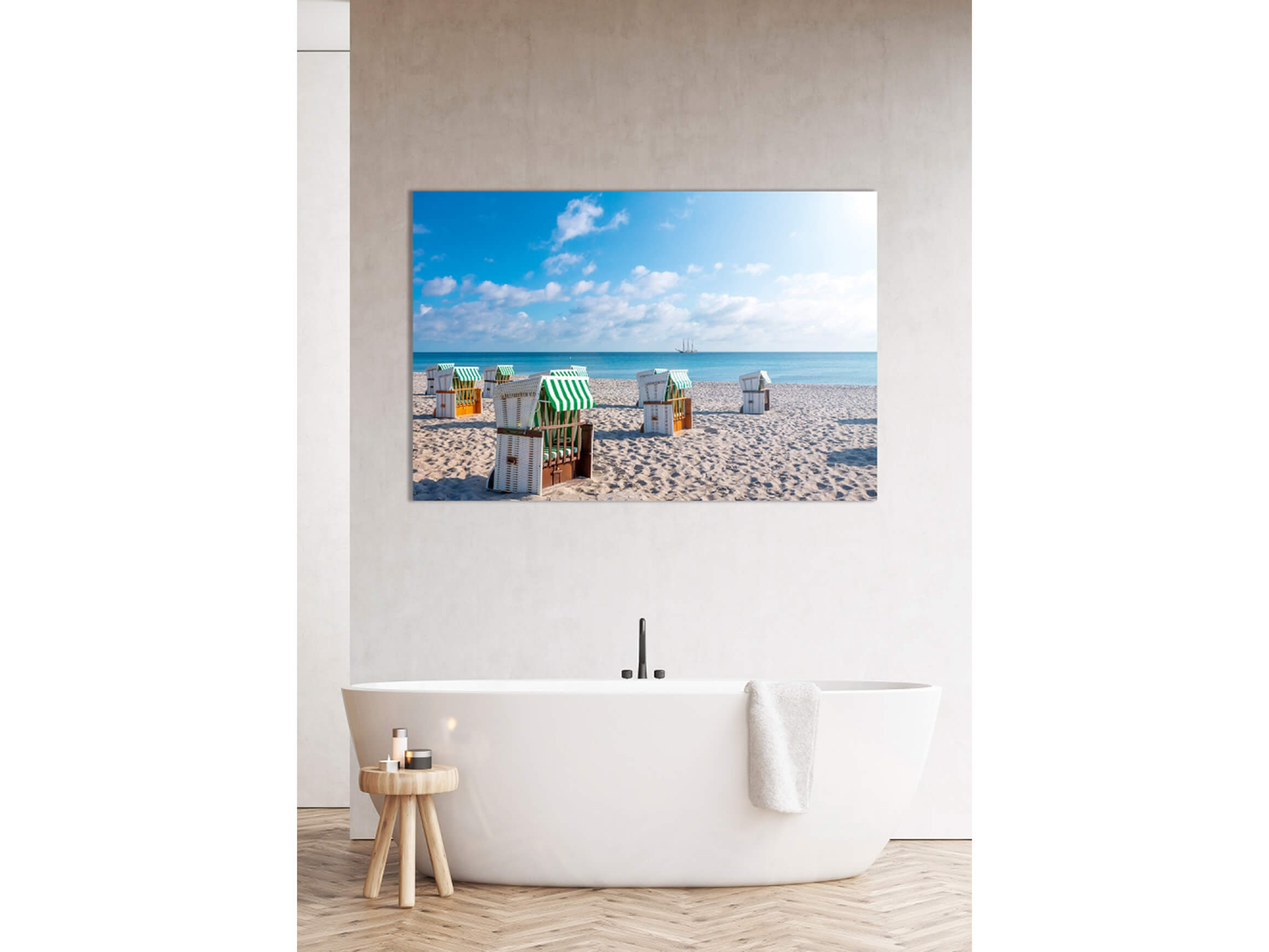 Digitaldruck auf Acrylglas Strandkörbe image LAND / Grösse: 150 x 100 cm