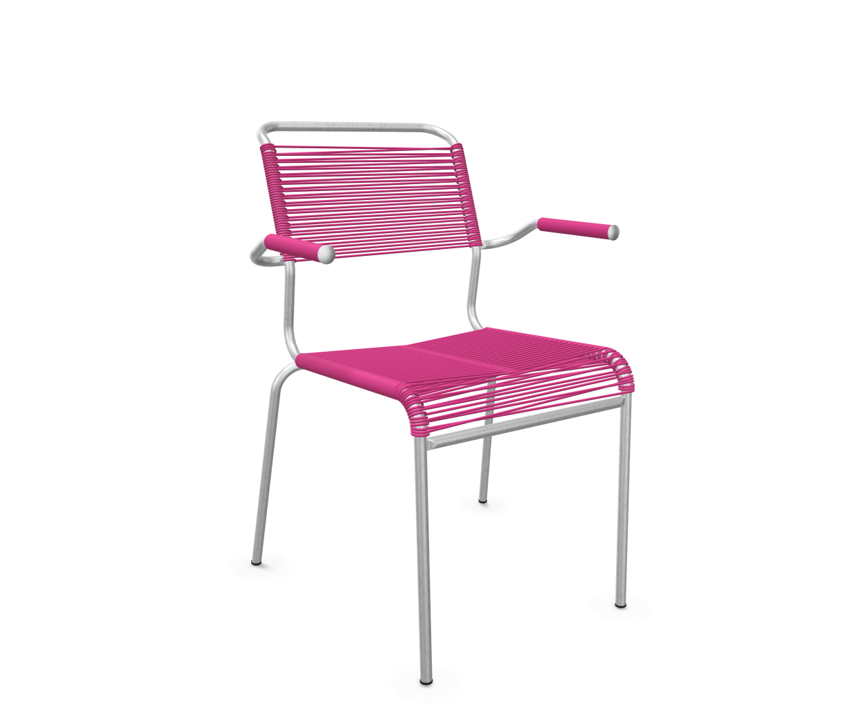 Spaghetti-Stuhl Säntis mit Armlehnen Feuerverzinkt von Schaffner / Farbe: Pink / Grösse: 62 x 60 cm