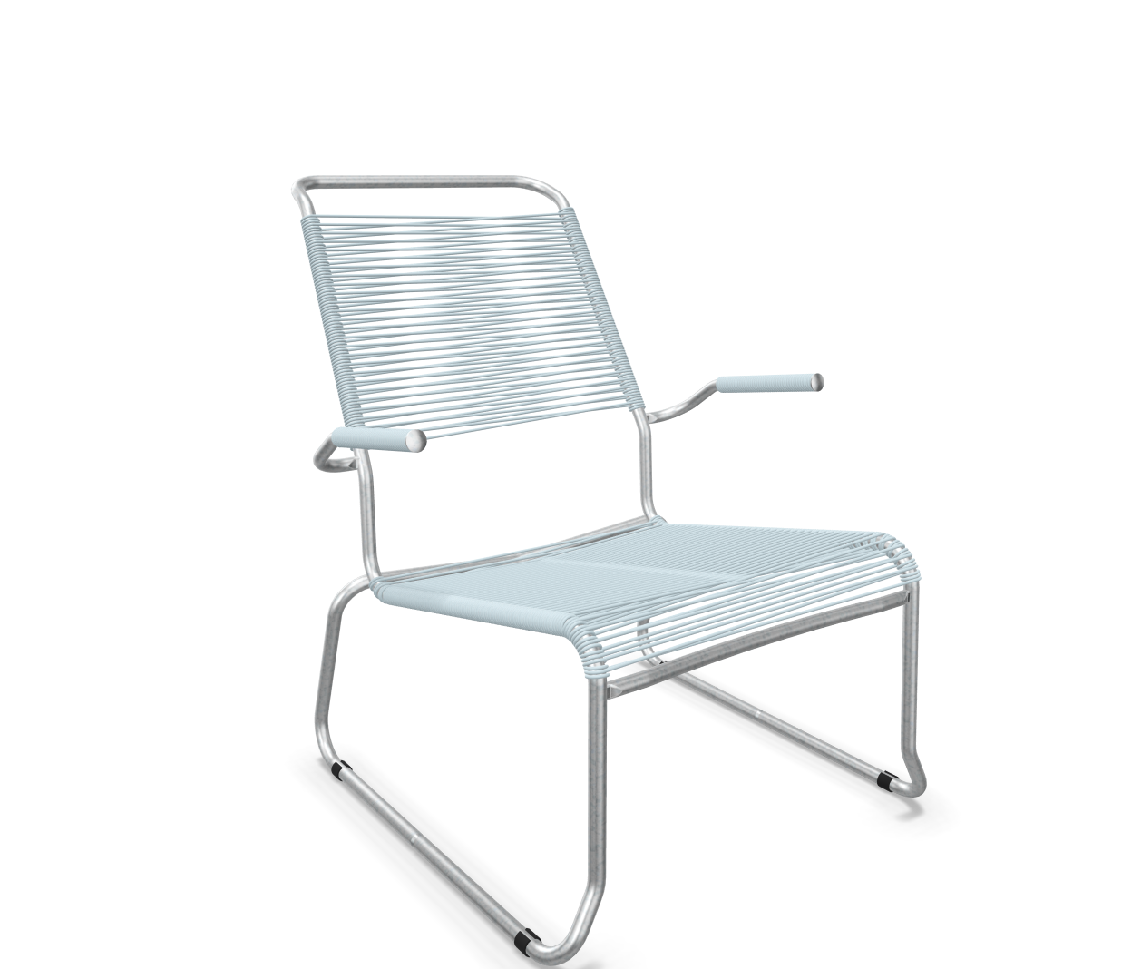 Kufen-Spaghetti-Lounger Säntis mit Lehne / Hochlehner Feuerverzinkt von Schaffner / Farbe: Pastellblau / Grösse: 68 x 85 cm
