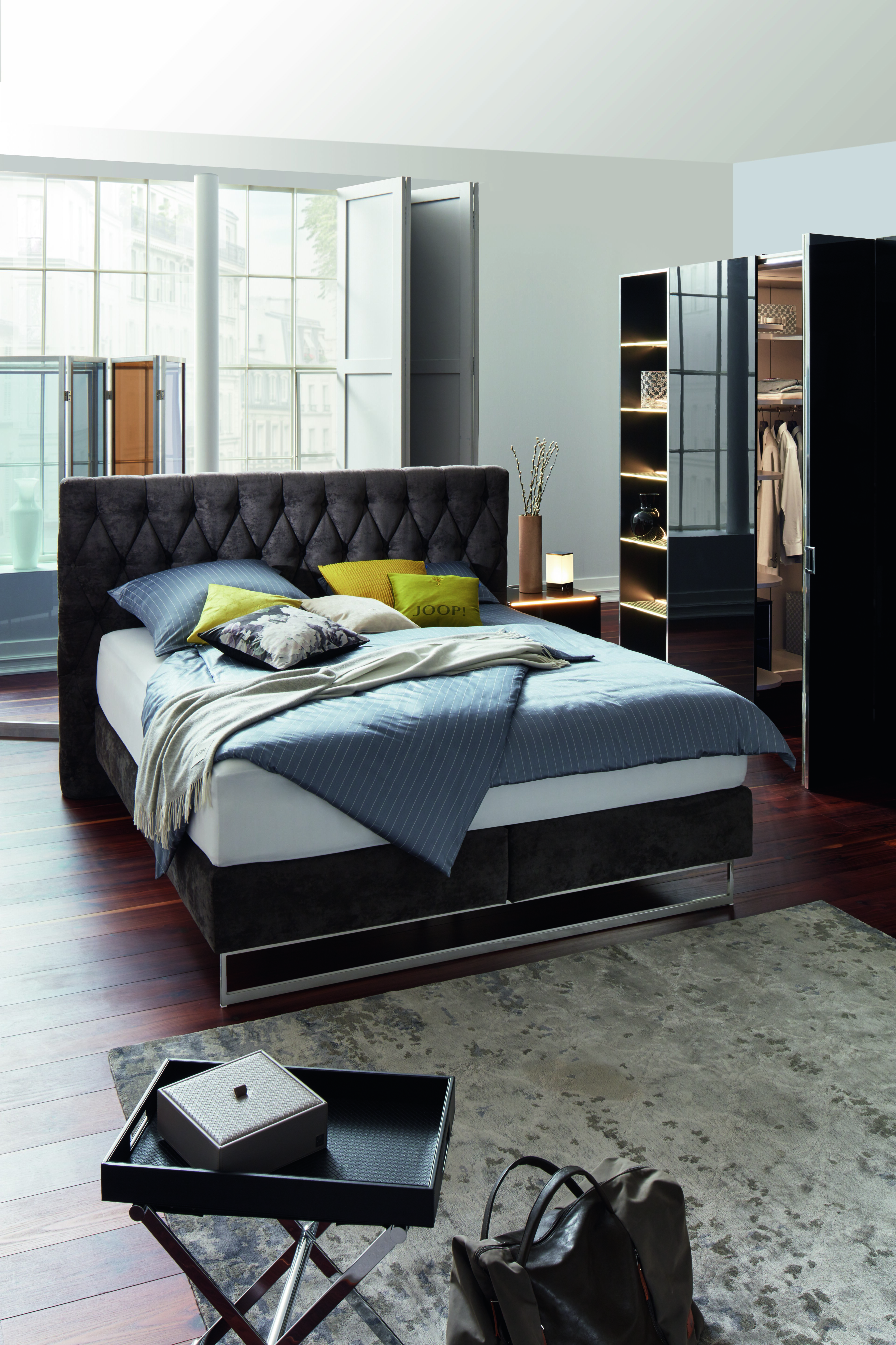 Boxspringbett Cubic Chesterfield Ada AT / Farbe: Grau