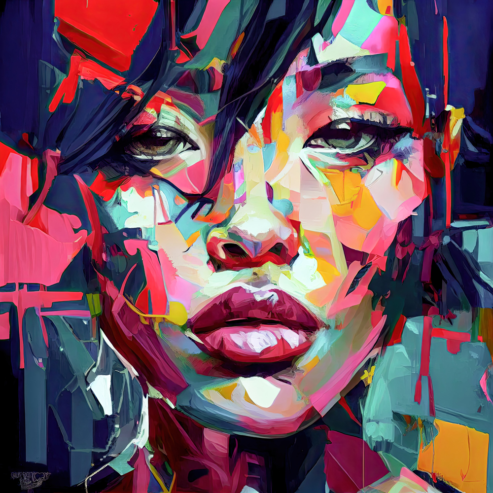 Acrylglasbild-Buntes Portrait-image LAND