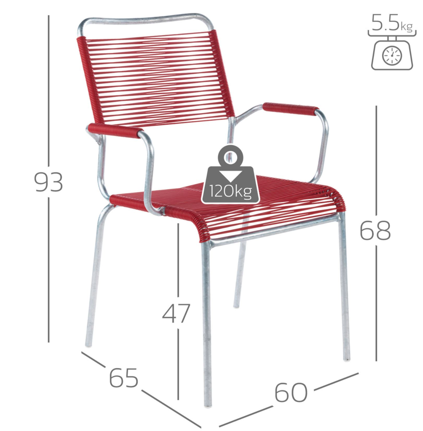 Spaghetti-Stuhl Rigi mit Armlehnen Schaffner / Farbe: Kobaltblau
